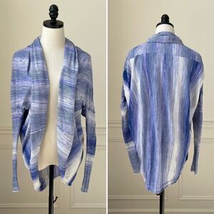 Calia Carrie Underwood Sweaters Calia Effortless Striped Cocoon Sweater Blue M